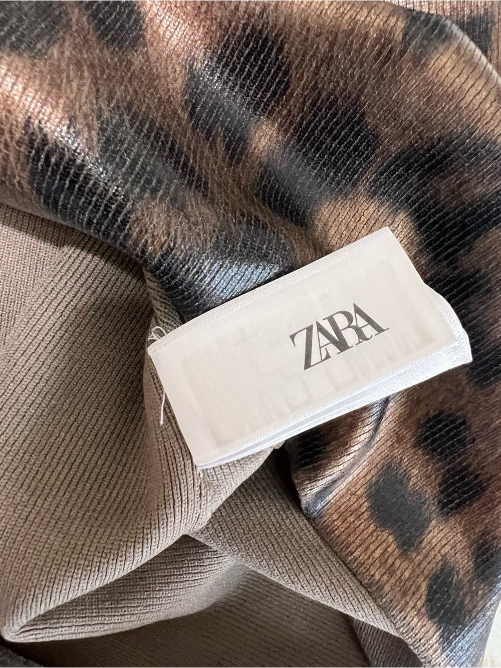 ZARA Metallic Foil Leopard Print Bodycon Midi Dress Small Animal Print - Picture 13 of 16